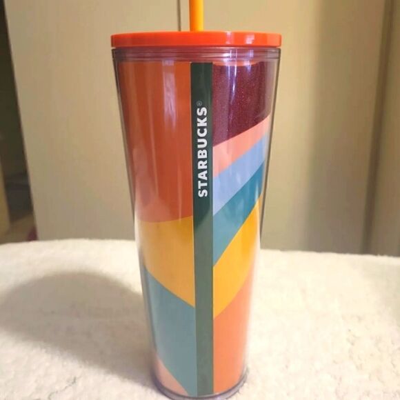 NWT Starbucks 2020 Pride LGBTQ Rainbow Acrylic Venti 24oz Hot/Cold Tumbler Straw - Picture 2 of 5